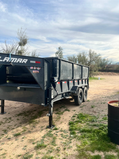 Lamar 14 Foot Gooseneck Dump Trailer Rental